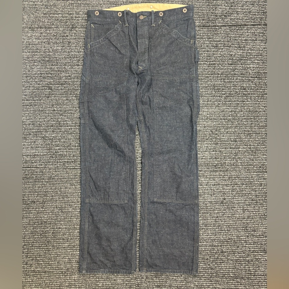 RRL Double RL Jeans Men 34 fit 35x31 Waist Overalls Carpenter Denim Double Knee